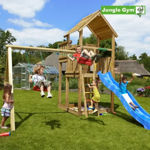 Jungle Gym Palace legetårn komplet inkl. swing module xtra ekskl. rutschebane - 804-276SB