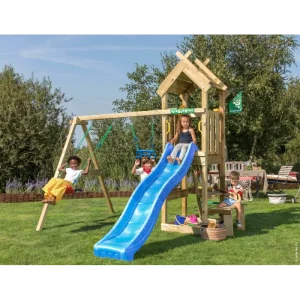 Jungle Gym Totem legetårn komplet inkl. gyngemodul og blå rutschebane 804-073S2B