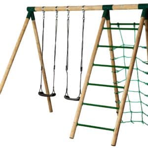 Hörby Bruk Træ Active Højt Gyngestativ med klatrenet